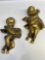 2 Gold Colored Wall Hanging Angels