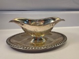 Vintage Silver Plated Gravy Boat with UnderPlate