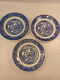 3 Royal China Blue Willow Ware Plates