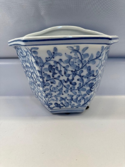 Blue / White Porcelain Planter Wall Hanging