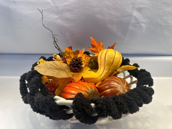 Metal Basket With Fall Decor