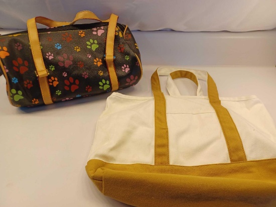 Puppy Toes Print Purse and Canvas Tote