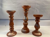 Set of 3 Wooden Candle Holders