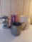 Galvanized Milk Can and Watering Can, Glass Flower Vase, and Ceramic Cookie Jar
