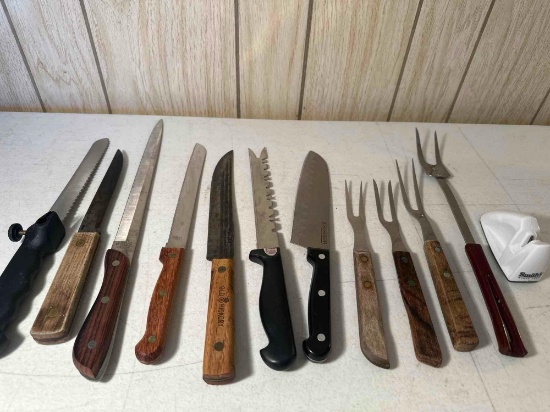 Smiths Knife Sharpener/ Assortment Kitchen Knives & Forks
