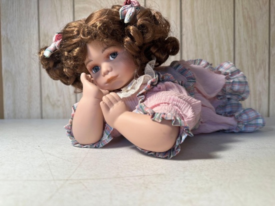 My Baby Bright Eyes Porcelain Laying Down Doll