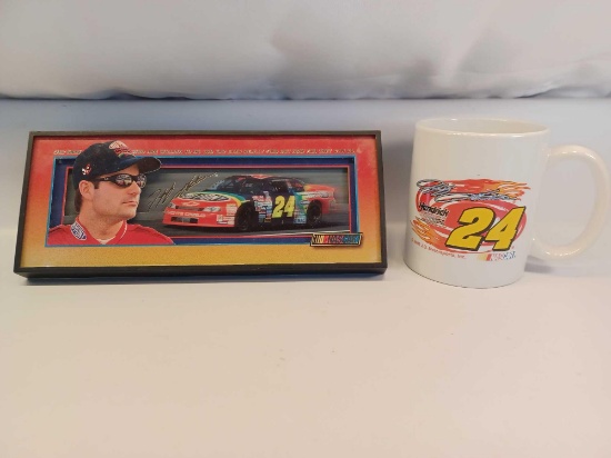 NASCAR Jeff Gordon Framed Collectible and Coffee Mug