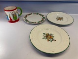 Christmas Coffee Mug , 3 Christmas Small Plates