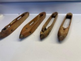4 Vintage Wooden Weaving Loom Shuttle Boat With Steel Tips