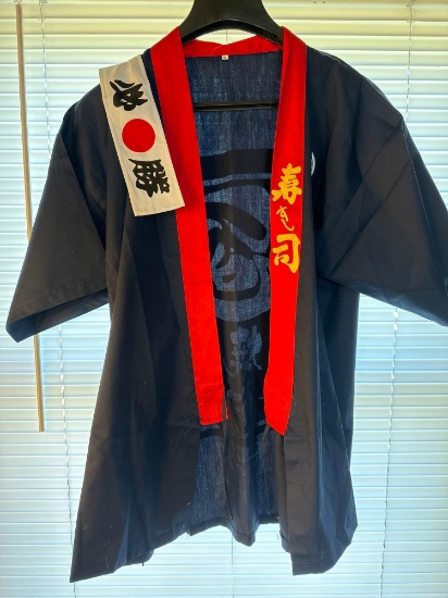 New Japanese Sushi Chef Coat Uniform Kimono Unisex Size XL