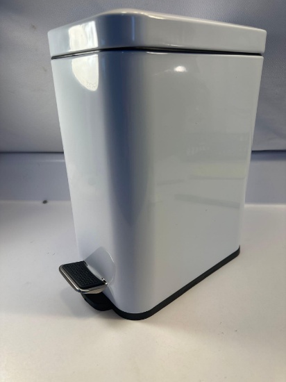 New Modern Step -Open White Metal Trash Can