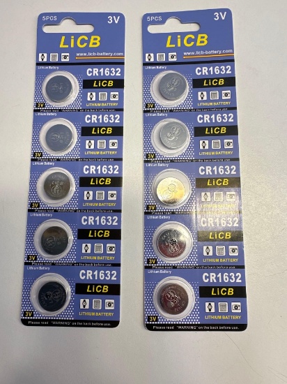 New 2 Pk Of 5 Pcs 3V Lithium Battery CR1632 LiCB