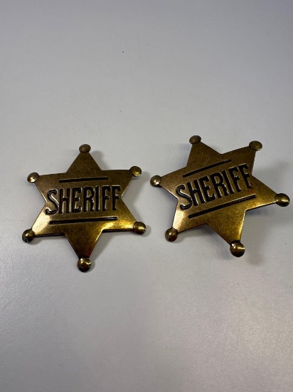 2 New Western Gold Plated Sheriff Badge Pins