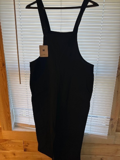 New Ladies Size Medium Black Overalls