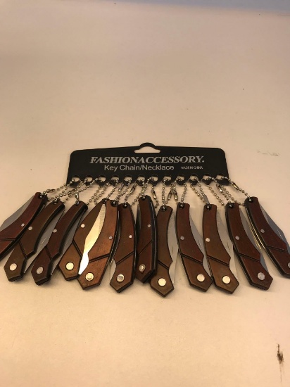 12 Mini Pocket Knives Key Chains/Necklace