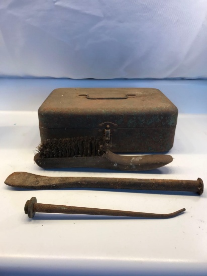 Wire Brush,Tire Tool , Spout and Metal Box