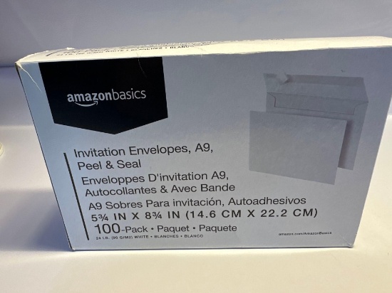 Amazonbasics Invitation Envelopes, A9 Peel and Seal
