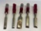 Vintage 5 Pc True Test Wood Chisel With Plastic Handle