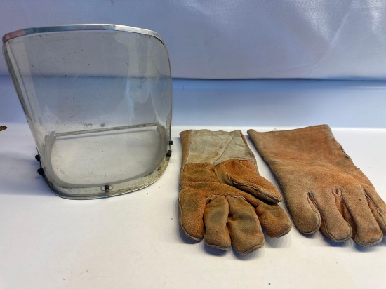 Pair Of Work Gloves/ Welder Helmet