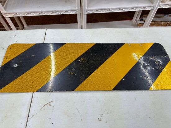 Stripe Delineator Yellow Black Diagonal Sign 36 Inch Vintage Road Sign
