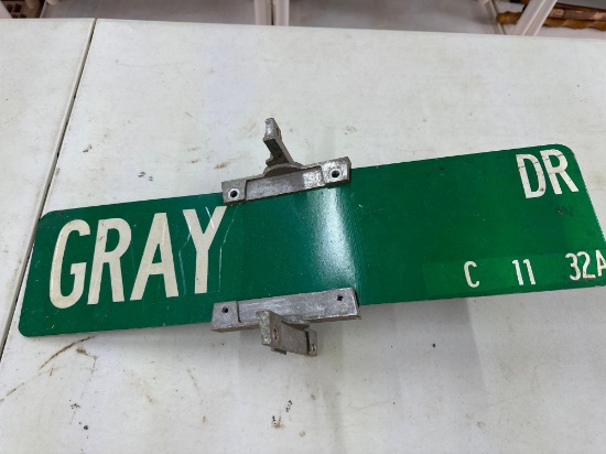 Vintage Metal Gray Drive Road Sign