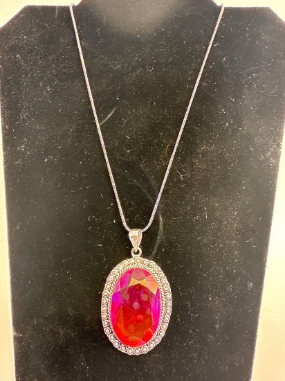 New Ametrine Pendant Necklace With German Silver Chain