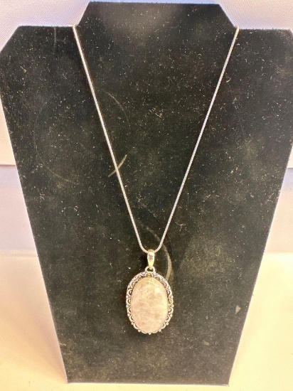 New White Rainbow Pendant Necklace With German Silver Chain