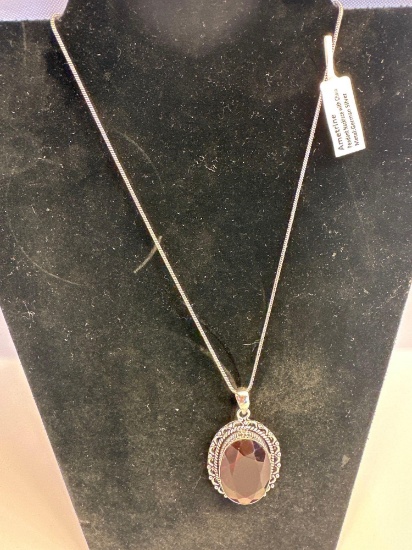 New Ametrine Pendant Necklace With German Silver Chain
