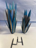 New 2 Pc Tequila Rustic Flower Stakes Lawn Ornaments