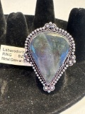 New Labarodorite German Silver Size 7 Ring