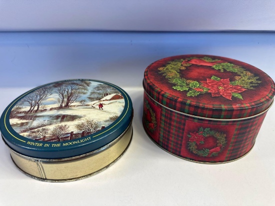Vintage Katharine Beecher Butter Mints Tin / Christmas Tin