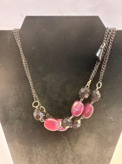 Purple/ Black Stone Necklace