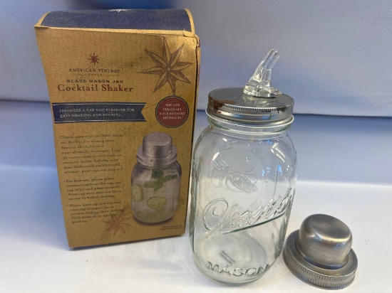 American Vintage Glass Mason Jar Cocktail Shaker