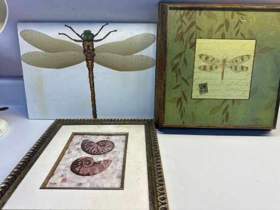 Dragonfly Wall Hanging, Seashell Picture In Frame, Dragonfly Wall Hanging