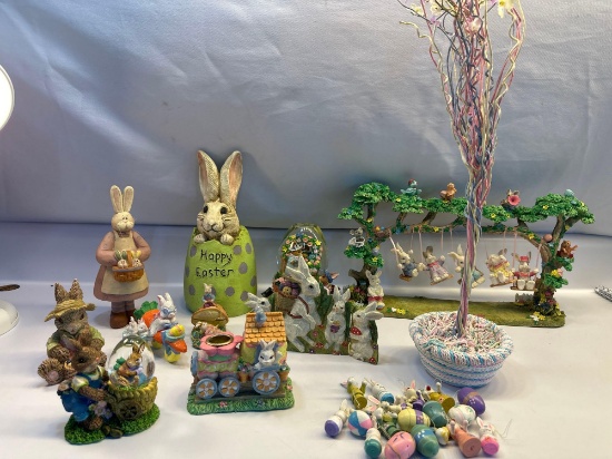 Easter Lot, Easter Musical Box, Bunny Figurines, Easter Tree and Ornaments, Etc