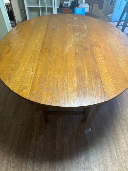 Solid Oak Round Gate Leg Drop Leaf Table