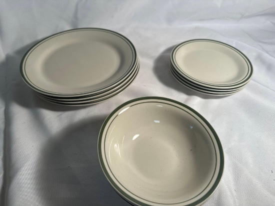 4 Gibson Dinner Plates,4 Dessert Plates, 3 Salad Bowls