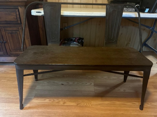 Metal Frame Bench With Wooden Seat