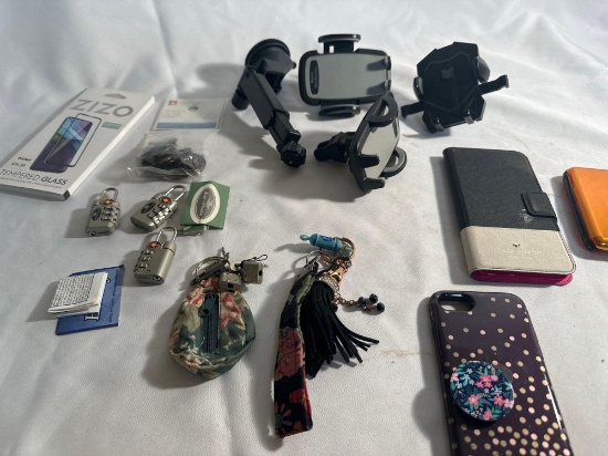 Phone Cases, Phone Car Holders, Key Chains, Locks , Etc