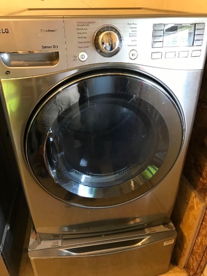 LG True Steam Sensor Dry Dryer with Steel Laundry Pedestal