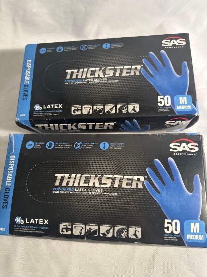 New 2 Boxes SAS Thickster Size Medium Latex Gloves