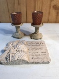 2 Candle Holders and Religious Plaque