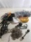 Box of Wire cords hooks fittings and etc.