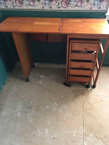 Wooden Sewing Table with Drawers
