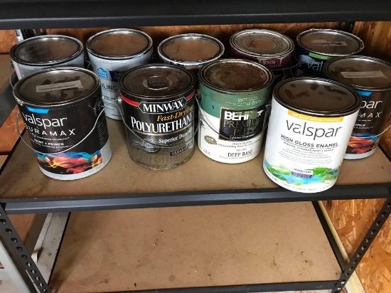 10 Gallon of Paint some full some partial.
