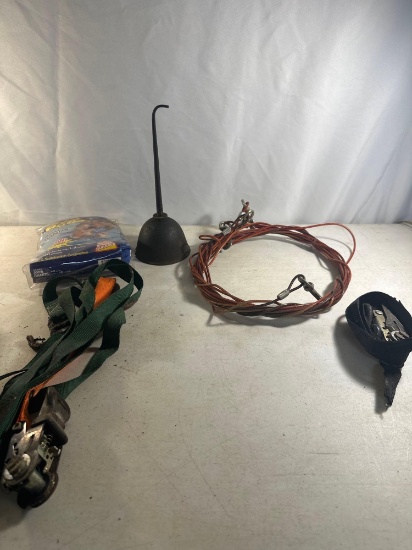 Vintage Oil Can, Arm Bands, Dog Runner Wire , Etc