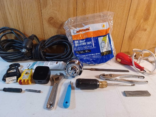 Extension Cord, Pipe Tape, Tools, and Miscellaneous Items