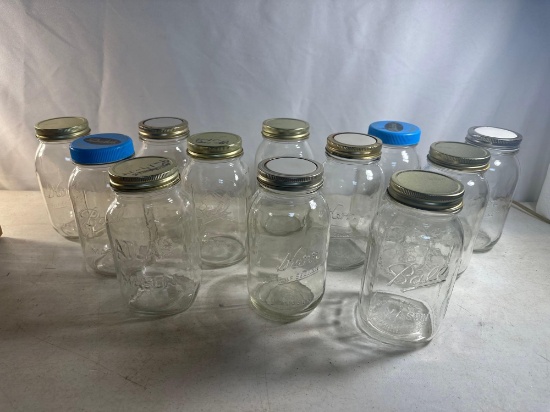 12 Small Mouth Quart Mason Jars