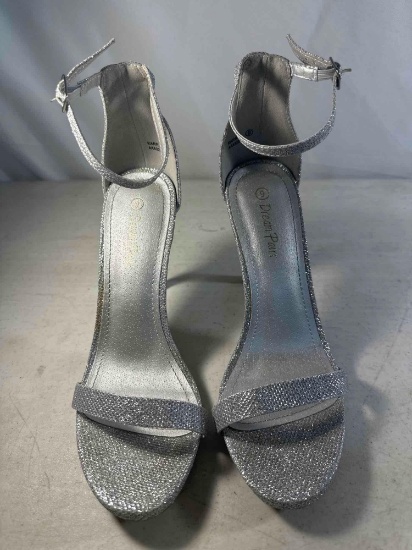 Dream Paris Sparkle Open Toe Ankle Strap Silver High Heel