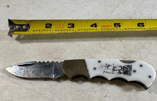 White Handle Folding Pocket Knife